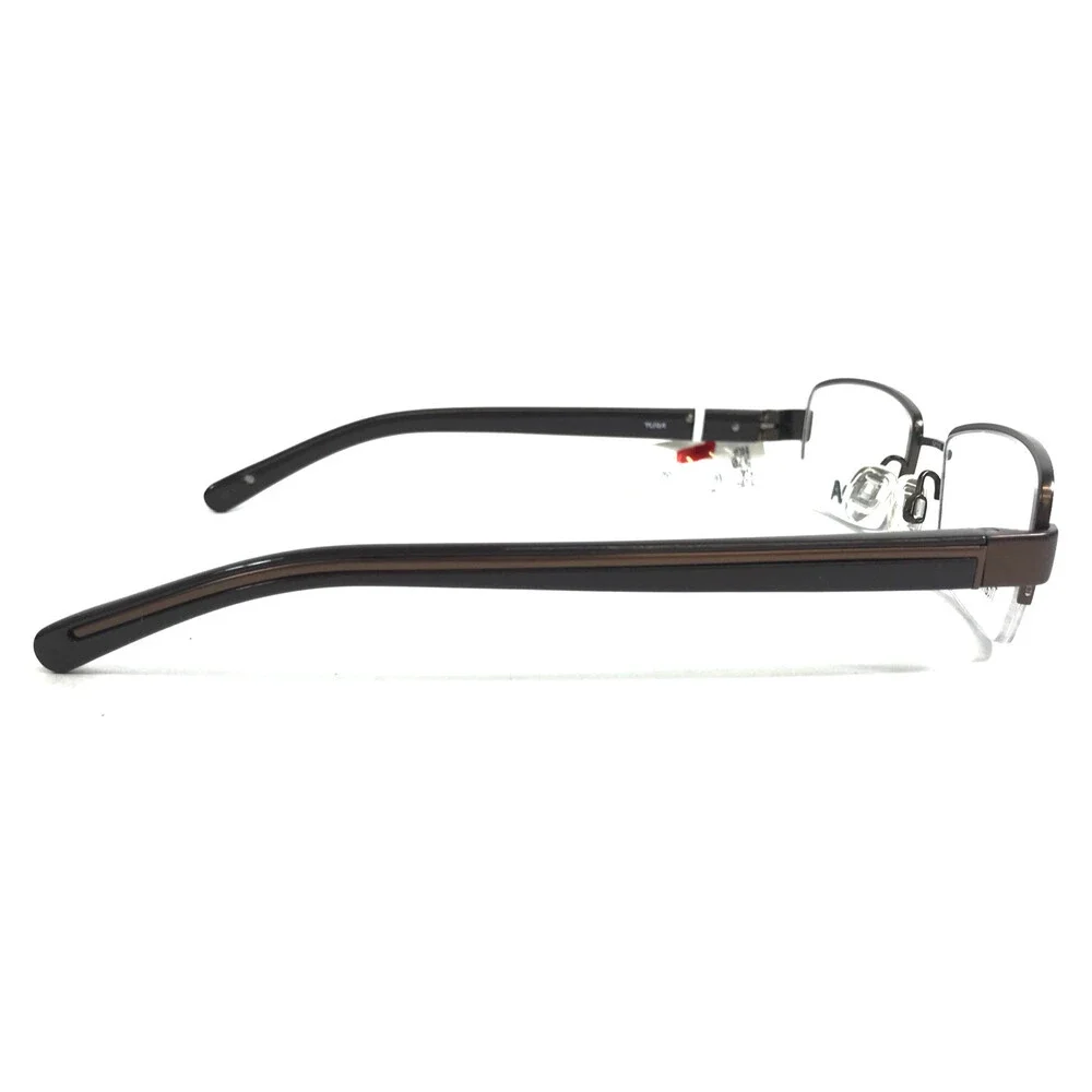 Tura Eyeglasses Frames T125 BRN Brown Rectangle Half Rim Titanium 54-18-140